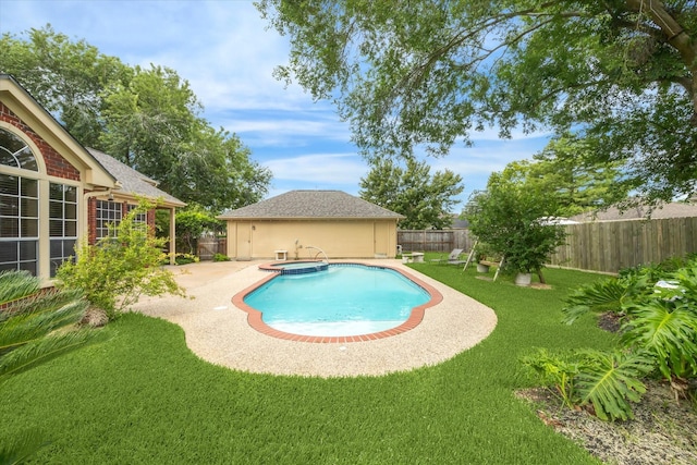 1301 Wilderness Pines Dr, Friendswood, TX 77546 - view of pool with a pool with connected hot tub and a patio area