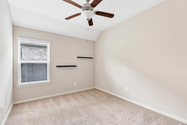 23435 Banks Mill Dr, New Caney, TX 77357 - carpeted empty room featuring baseboards, ceiling fan, and lofted ceiling