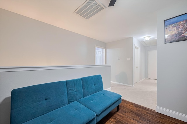 715 Cheltenham Dr, Katy, TX 77450 - living room with attic access, wood-type flooring, and baseboards