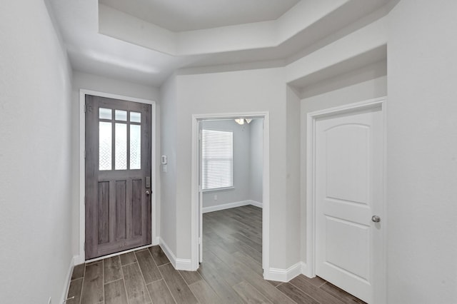 11826 Tranquility Summit Dr, Cypress, TX 77433 - foyer featuring wood finished floors and baseboards