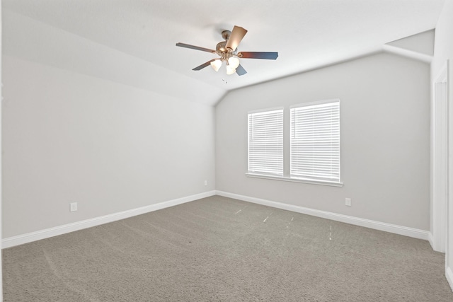 11826 Tranquility Summit Dr, Cypress, TX 77433 - empty room with carpet, vaulted ceiling, ceiling fan, and baseboards
