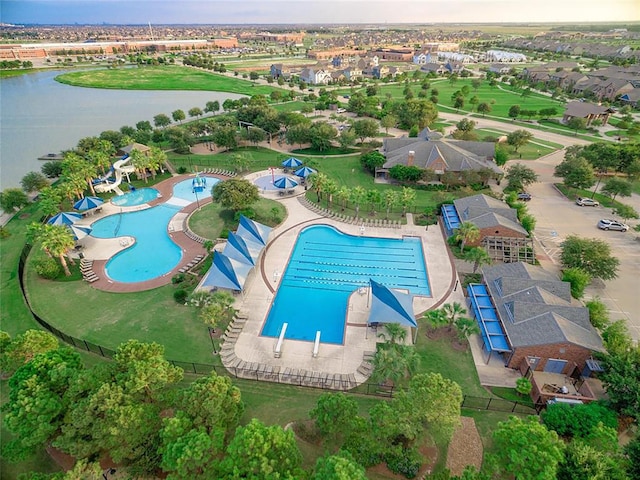 11826 Tranquility Summit Dr, Cypress, TX 77433 - aerial view of property's location with a pool and a large body of water