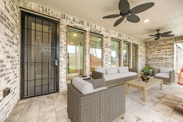28946 Parker Ridge Dr, Katy, TX 77494 - view of patio / terrace with ceiling fan and outdoor lounge area