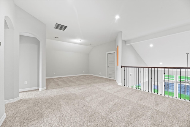 2411 Jitterbug Ln, Katy, TX 77493 - carpeted empty room featuring baseboards, recessed lighting, and arched walkways
