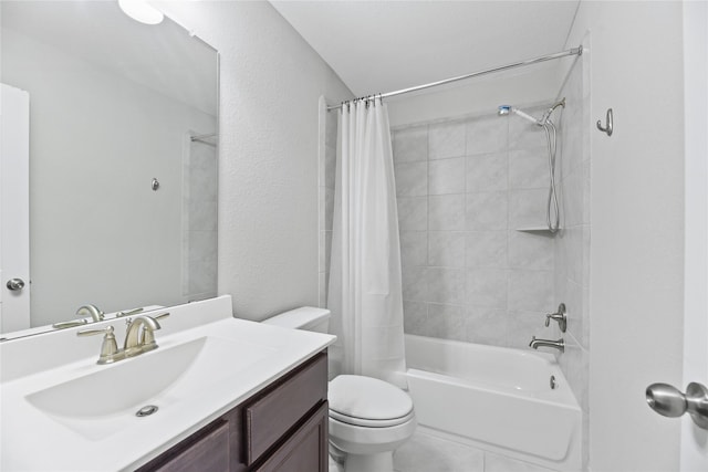 2411 Jitterbug Ln, Katy, TX 77493 - bathroom featuring toilet, vanity, and shower / bathtub combination with curtain