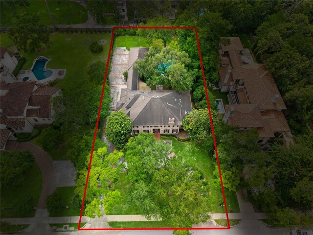 aerial view of property's location with property boundaries highlighted
