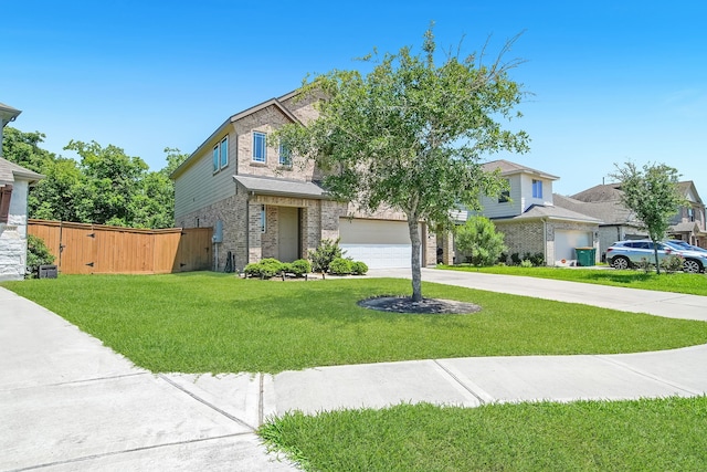 view of front of home with brick siding, concrete driveway, and a garage