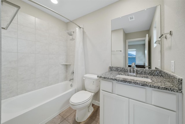 22110 Sam Raburn Dr, Tomball, TX 77375 - bathroom with toilet, shower / tub combo, vanity, and tile patterned flooring