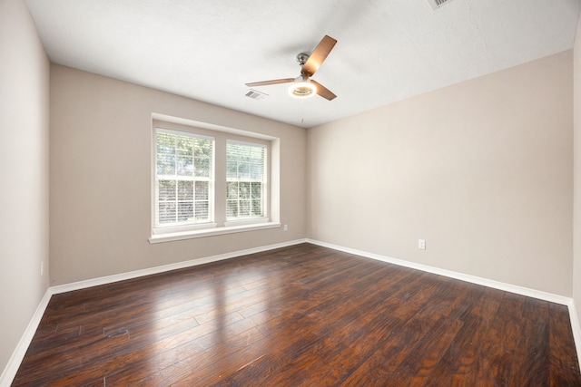 27106 Cottage Stream Ln, Fulshear, TX 77441 - unfurnished room with ceiling fan, baseboards, and dark wood finished floors