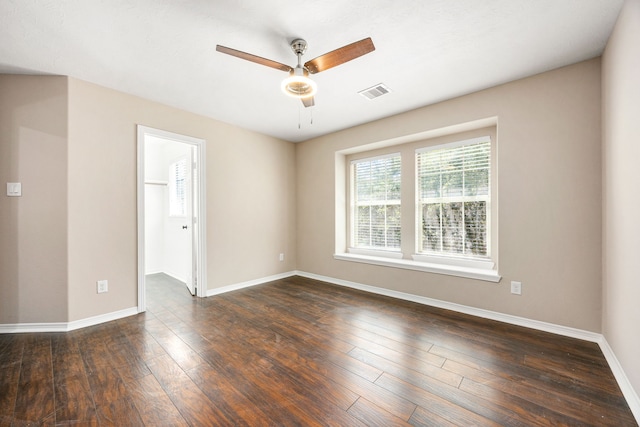 27106 Cottage Stream Ln, Fulshear, TX 77441 - unfurnished room with a ceiling fan, baseboards, and dark wood-style floors