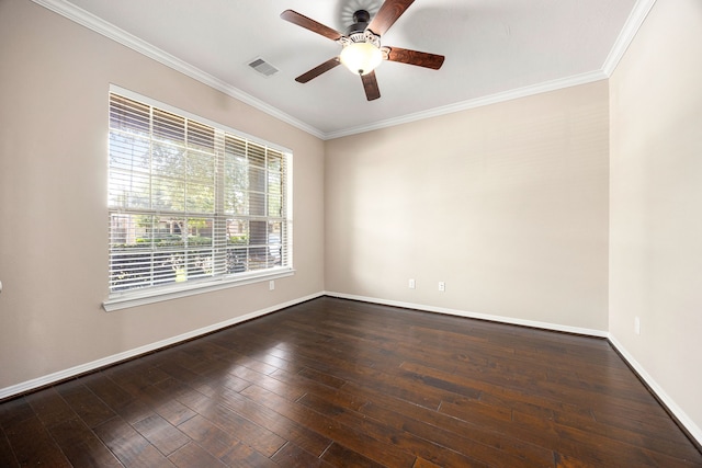 27106 Cottage Stream Ln, Fulshear, TX 77441 - unfurnished room featuring crown molding, a ceiling fan, baseboards, and wood-type flooring