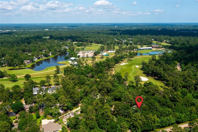 140 S Timber Top Dr, Spring, TX 77380 - aerial view of property's location with a local golf course, a nearby body of water, and a forest