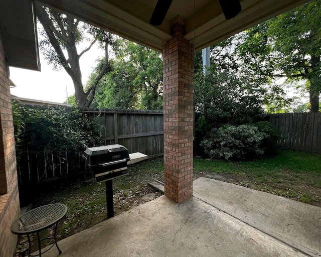 view of patio with a fenced backyard