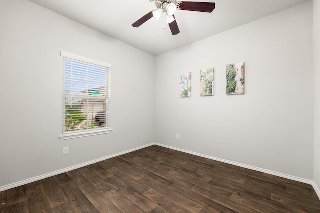 4438 Andorno Dr, Katy, TX 77449 - unfurnished room featuring baseboards, dark wood finished floors, and a ceiling fan