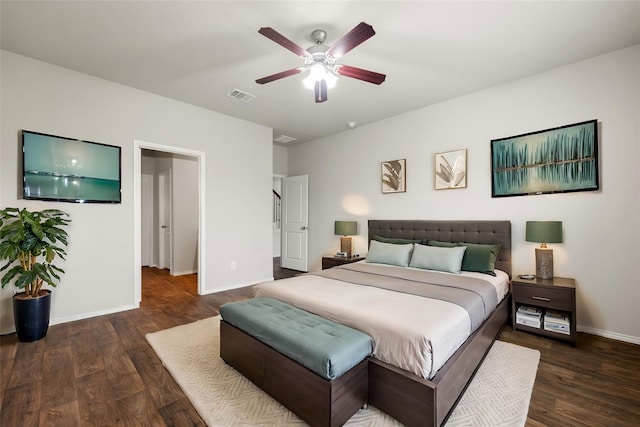 4438 Andorno Dr, Katy, TX 77449 - bedroom with wood finished floors, baseboards, and ceiling fan