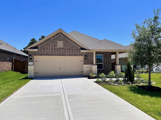 6011 Diamond Leaf Ct, Conroe, TX 77304 - ranch-style home featuring driveway, a garage, brick siding, and a shingled roof