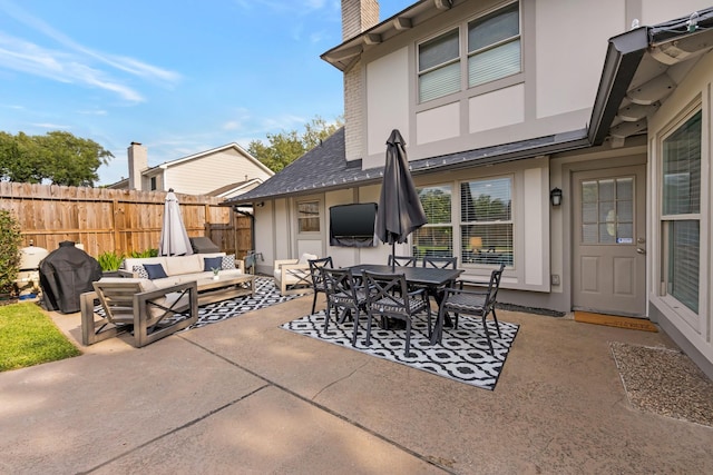 10830 Piping Rock Ln, Houston, TX 77042 - view of patio / terrace featuring outdoor lounge area, fence, and outdoor dining space