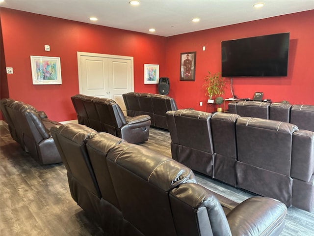 6955 Turtlewood Dr Unit 502, Houston, TX 77072 - home theater room featuring wood finished floors and recessed lighting