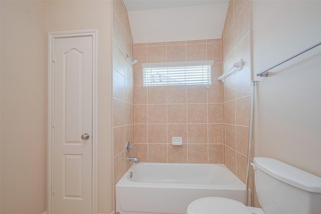 full bathroom with toilet and bathing tub / shower combination