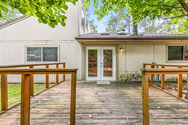 wooden deck with french doors