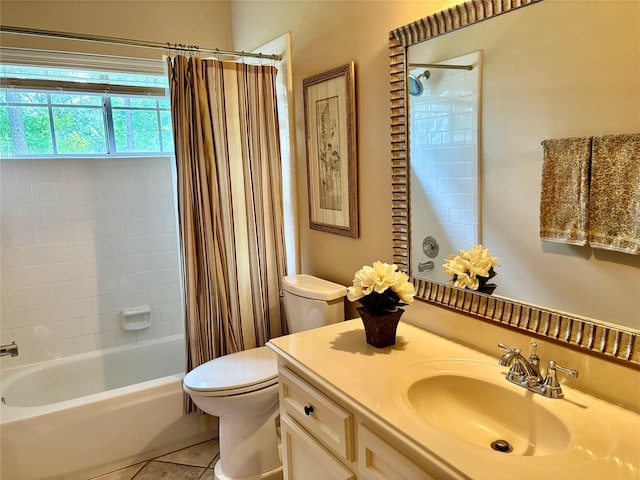 3923 Fordham Park Ct, Pasadena, TX 77058 - full bathroom featuring toilet, tile patterned flooring, vanity, and shower / bathtub combination with curtain