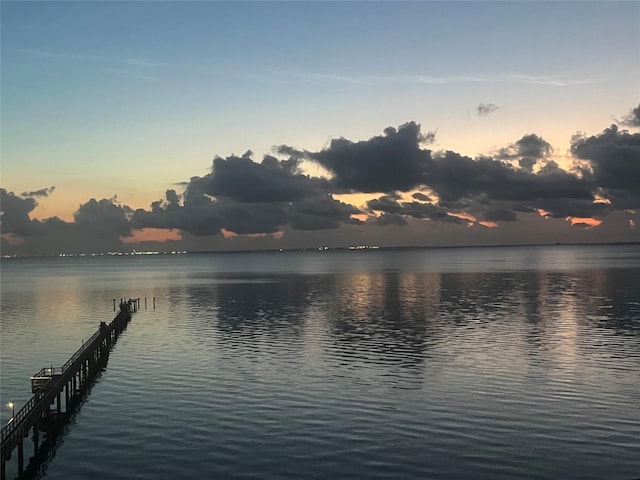 dock area featuring a water view