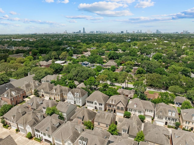 aerial view of residential area with a view of skyline