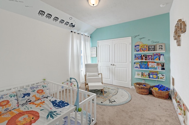 8207 Oxbow Manor Ln, Cypress, TX 77433 - bedroom with carpet flooring, a closet, and lofted ceiling