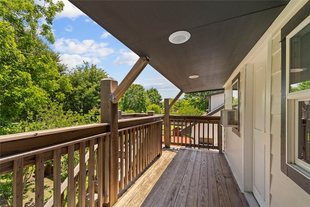 wooden terrace with cooling unit