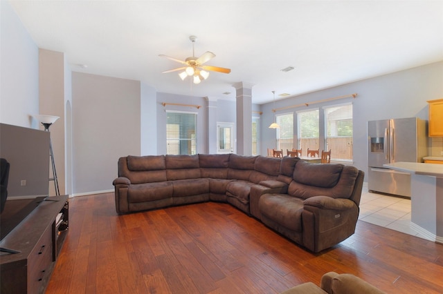 2835 Chalet Knolls Ln, Katy, TX 77494 - living area featuring light wood-type flooring and ceiling fan