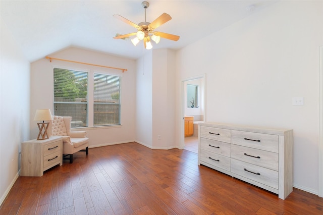2835 Chalet Knolls Ln, Katy, TX 77494 - sitting room with wood finished floors, a ceiling fan, baseboards, and vaulted ceiling