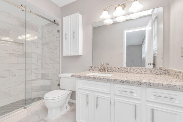 2815 Panagard Dr Unit 38, Houston, TX 77082 - full bath with marble look tile flooring, a shower stall, vanity, toilet, and baseboards