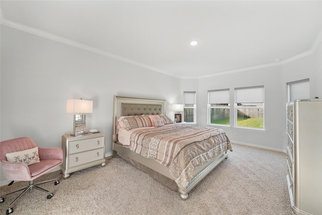 1711 Country Air Ln, Missouri City, TX 77459 - bedroom featuring light colored carpet, ornamental molding, baseboards, and recessed lighting