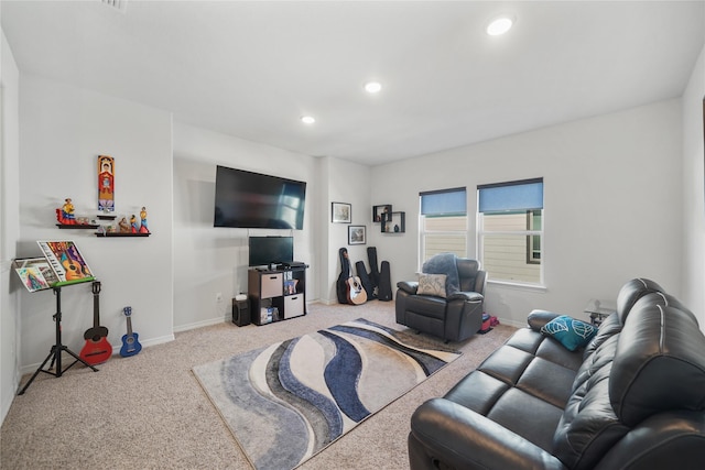 1711 Country Air Ln, Missouri City, TX 77459 - living area featuring carpet floors, baseboards, and recessed lighting