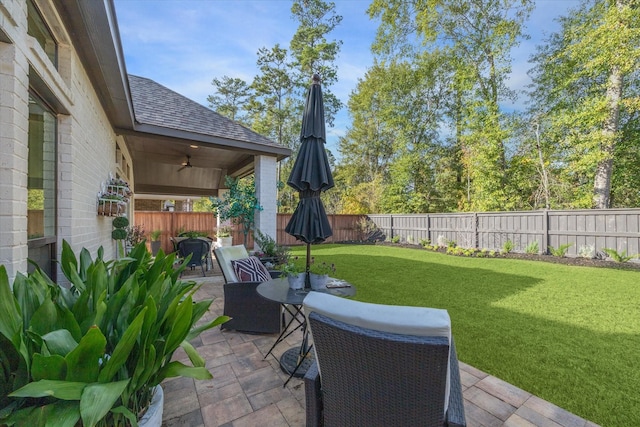 7918 Silver Grove Dr, Magnolia, TX 77354 - view of yard with ceiling fan and a patio area