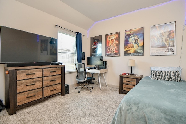 2543 Summer Peach St, Katy, TX 77494 - carpeted bedroom with lofted ceiling, a desk, and baseboards