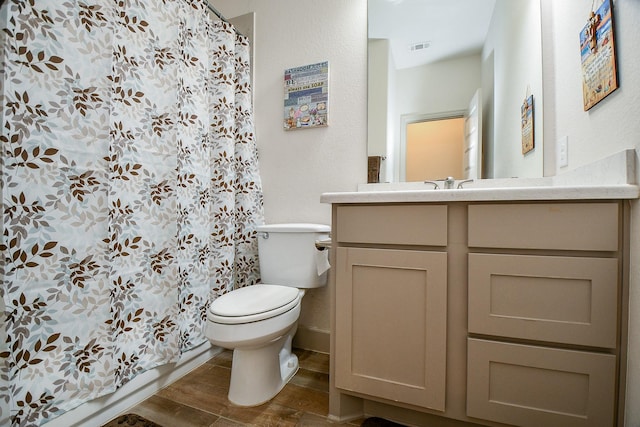 2543 Summer Peach St, Katy, TX 77494 - full bathroom with toilet, wood finished floors, vanity, and a shower with shower curtain