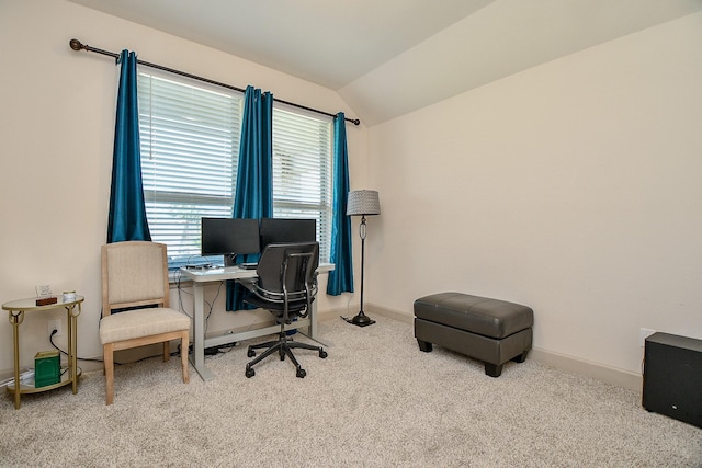 2543 Summer Peach St, Katy, TX 77494 - carpeted office space featuring vaulted ceiling and baseboards