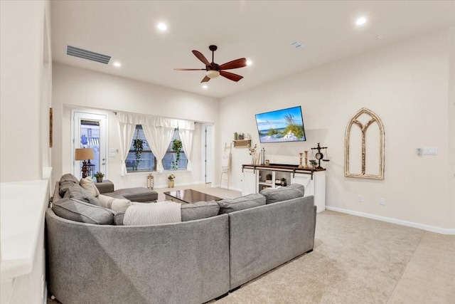 2321 Vineyard Terrace Ln, League City, TX 77573 - living room with a ceiling fan, recessed lighting, and baseboards