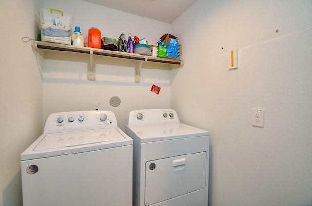 laundry area featuring washer and clothes dryer