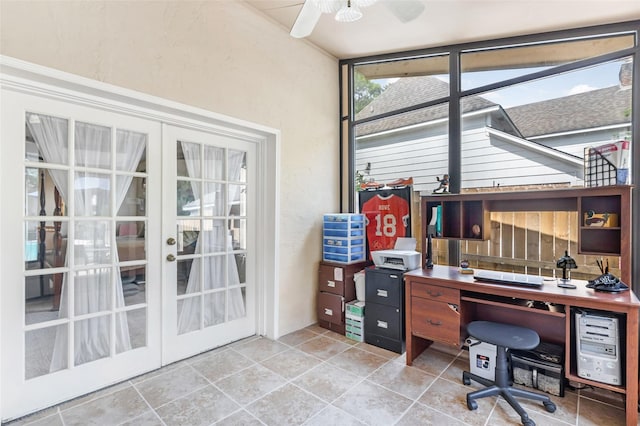 6319 Wimbledon Villas Dr, Spring, TX 77379 - office with french doors and a ceiling fan