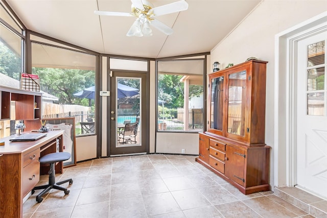 6319 Wimbledon Villas Dr, Spring, TX 77379 - office area featuring plenty of natural light and a ceiling fan