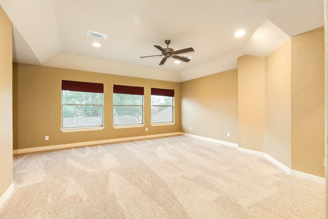 106 Arrowhead Dr, Lake Jackson, TX 77566 - carpeted spare room featuring ceiling fan, lofted ceiling, baseboards, and recessed lighting