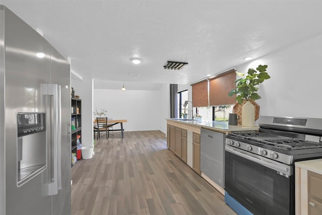 10731 Sageberry Dr, Houston, TX 77089 - kitchen with appliances with stainless steel finishes, light wood finished floors, light countertops, and a sink