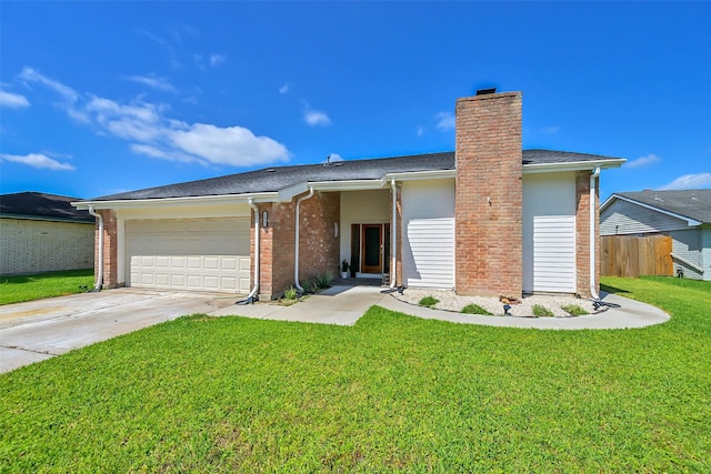 10731 Sageberry Dr, Houston, TX 77089 - view of front of property with a garage, concrete driveway, brick siding, and a chimney