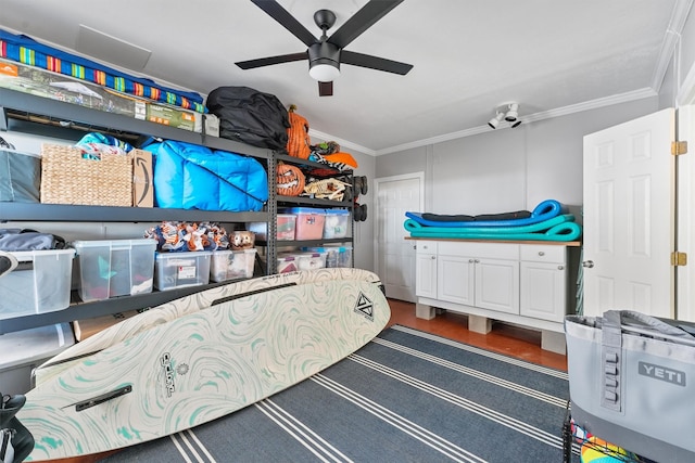 4321 Jolly Roger Rd, Galveston, TX 77554 - storage featuring a ceiling fan