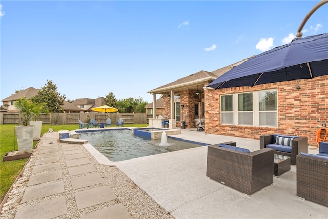 9612 Eden Ridge Ln, Pearland, TX 77584 - view of pool with outdoor lounge area, a patio area, and a pool with connected hot tub