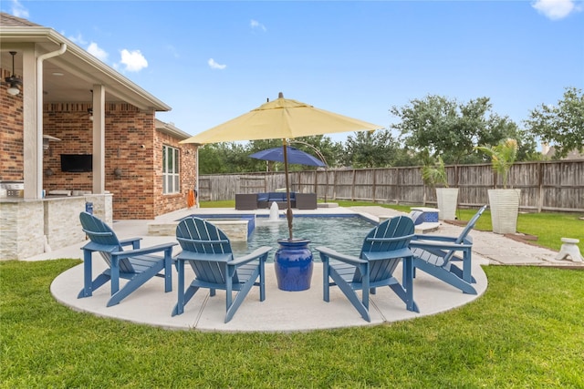 9612 Eden Ridge Ln, Pearland, TX 77584 - view of patio with ceiling fan and exterior bar