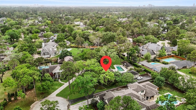 435 Flint Point Dr, Houston, TX 77024 - aerial view of residential area featuring a pool area