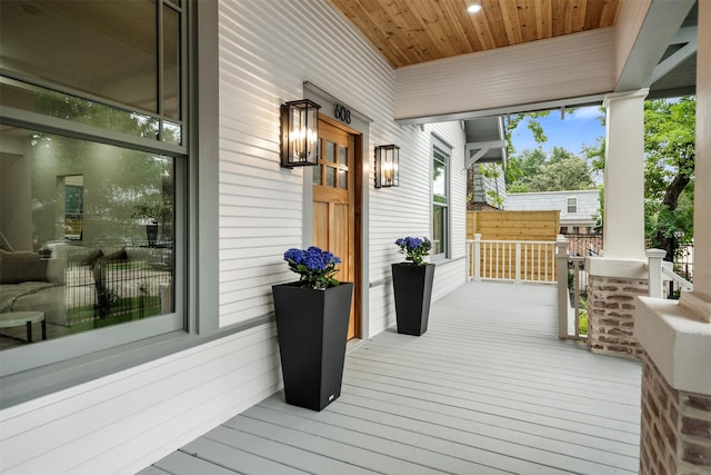deck with covered porch